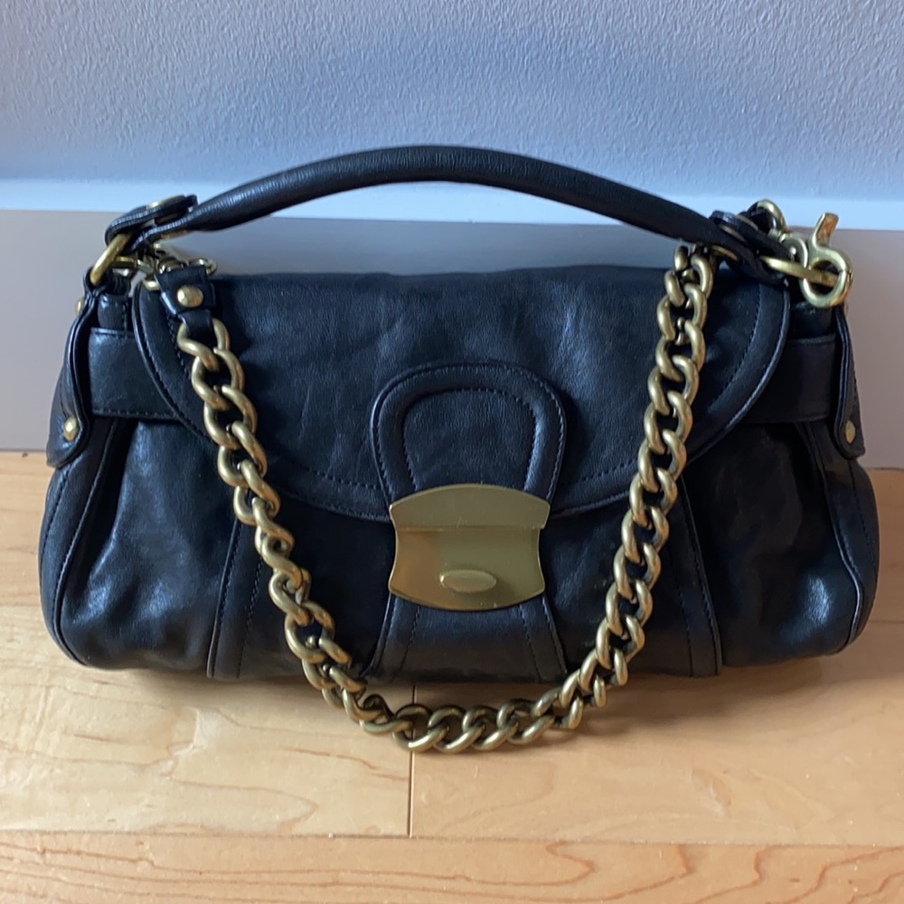 Kooba Nina Black Italian Leather Purse Chain Strap